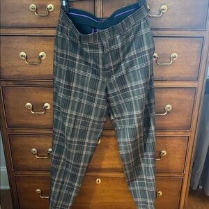 Men's Ted Baker London wool Plaid Pants - Brown and Gray